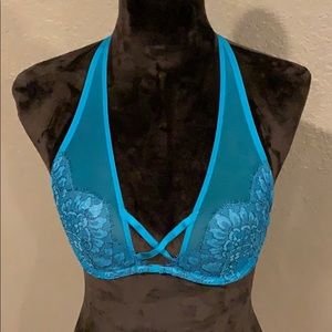 🐙 6/$20 Victoria’s Secret 32C Bra Teal Mesh Lace…